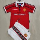 M-U 1998/99 manchester united Home Retro Shirt Jersey Kids Youths Shirt Jersey