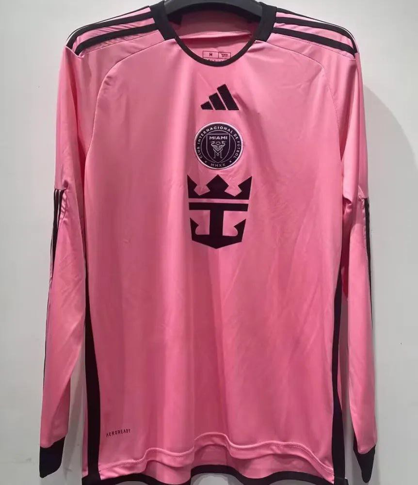 2024/25 Inter Miami Messi 10# Home Pink Long Sleeve Shirt Jersey