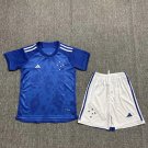 Kids Kit 24-25 Cruzeiro Home Shirt Jersey Youths