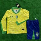 kids kit 24-25 Brazil home long sleeves  jersey 