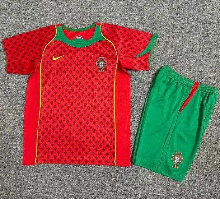 kids kit Retro Shirt Jersey 2004 Portugal home soccer jersey