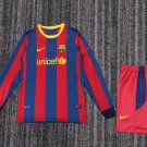 kids Retro Jersey 2010-11 Barcalona Home long sleeves soccer jersey Barcelona 25-26 Youths children