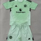 Kids Kit 25-26 Manchester United Light Green Soccer Shirt Jersey Goalkeeper M-U Gk Youth Children