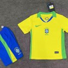 Kids Kit Brazil Home Jersey 2025-26 Jersey Soccer Youths Brazil Shirt Jersey Children 25-26