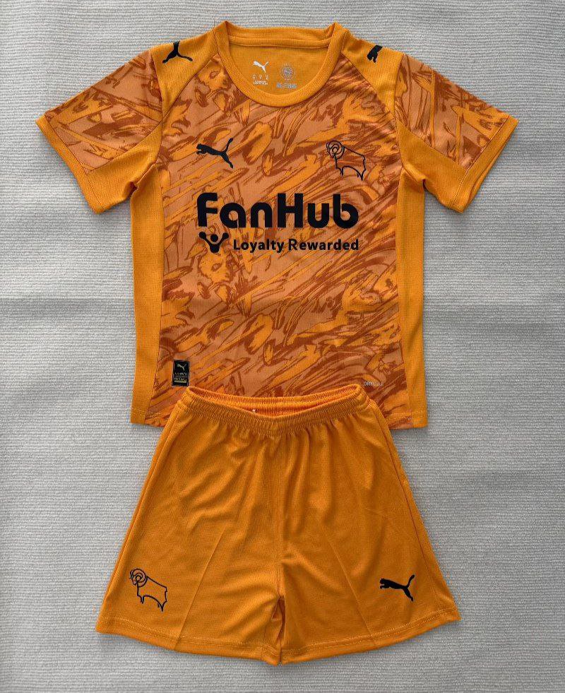 kids kit 25-26 Derby County Jersey Goalkeeper Orange Soccer Gk Jersey Derby County New 2025-2026