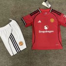 Kids Kit 25-26 Manchester United Jersey Home Soccer Youth Kit Children M-U 2025-2026 Jersey New