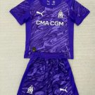 25-26 Marseille Kids Kit Jersey Goalkeeper Purple Soccer Youth Kit Children Marseille 2025-2026
