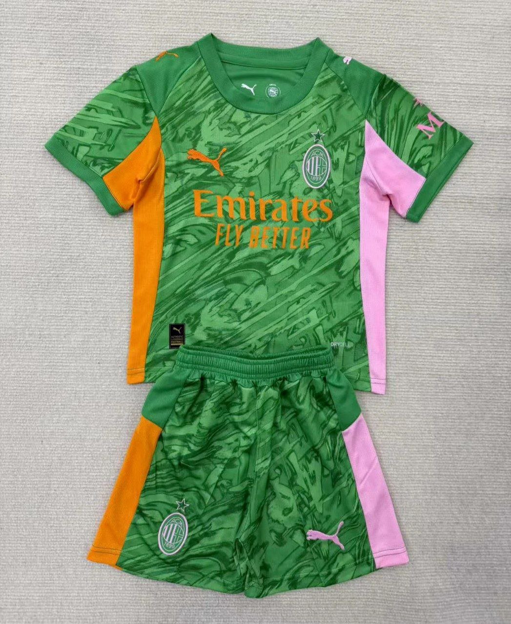 25-26 Ac Milan Kids Kit Jersey Goalkeeper Soccer Youth Kit Children Ac Milan Gk 2025-2026 Jersey