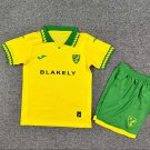 25-26 Norwich City Kids Kit Shirt Jersey Home Soccer Youth Kit Children