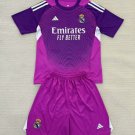 25-26 Real Madrid Kids Kit Jersey Goalkeeper Purple Soccer Youth Kit Children Real Madrid 2025-2026