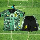 25-26 Brazil Kids Kit Jersey Jesus Christ Green Soccer Youth Kit Children Brazil 2025-2026 Jersey