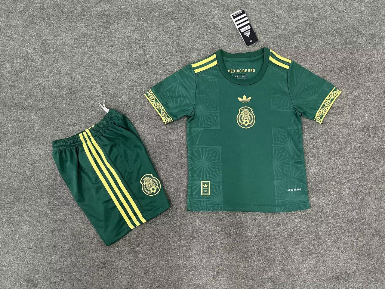 25-26 Mexico Kids Kit Jersey Gold Cup Green Soccer Youth Kit Children Mexico 2025-2026 Jersey New
