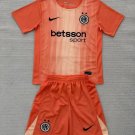 25-26 Inter Milan Kids Kit Jersey Goalkeeper Orange Soccer Youth Kit Children Inter Milan 2025-2026