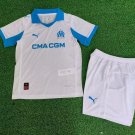 25-26 Marseille Kids Kit Jersey Home Soccer Youth Kit Children Marseille 2025-2026 Jersey