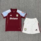 25-26 Aston Villa Kids Kit Jersey Home Soccer Youth Kit Children Aston Villa 2025-2026 Jersey