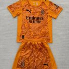 25-26 AC Milan Kids Kit Jersey Goalkeeper Orange Soccer Youth Kit Children AC Milan 2025-2026 Jersey