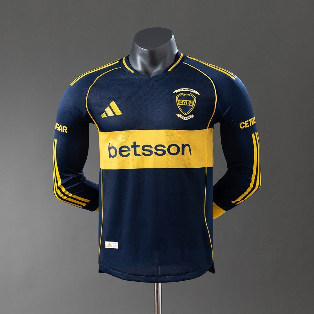 25-25 Boca Juniors Jersey Home Long Sleeve Soccer Men's Shirt Boca Juniors Jersey 2025-2026