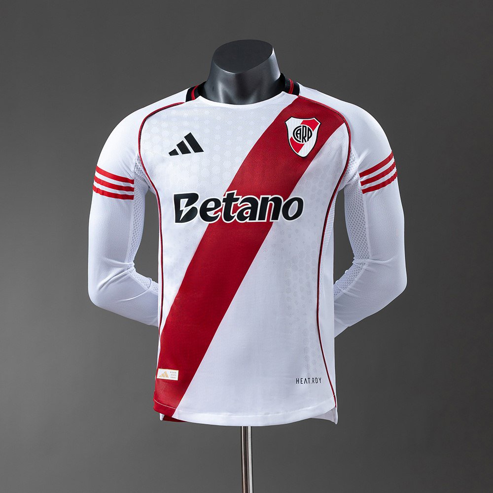 25-25 River Plate Jersey Home Long Sleeve Soccer Men's Shirt River Plate Jersey 2025-2026