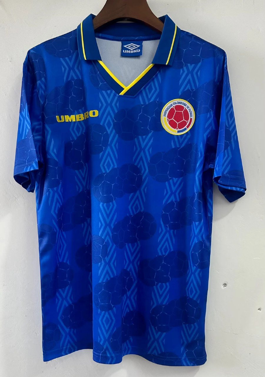 Retro 1994 Colomb Away Blue Soccer Shirt Jersey Football