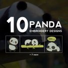 10 Panda embroidery designs , EMB , PES , DST