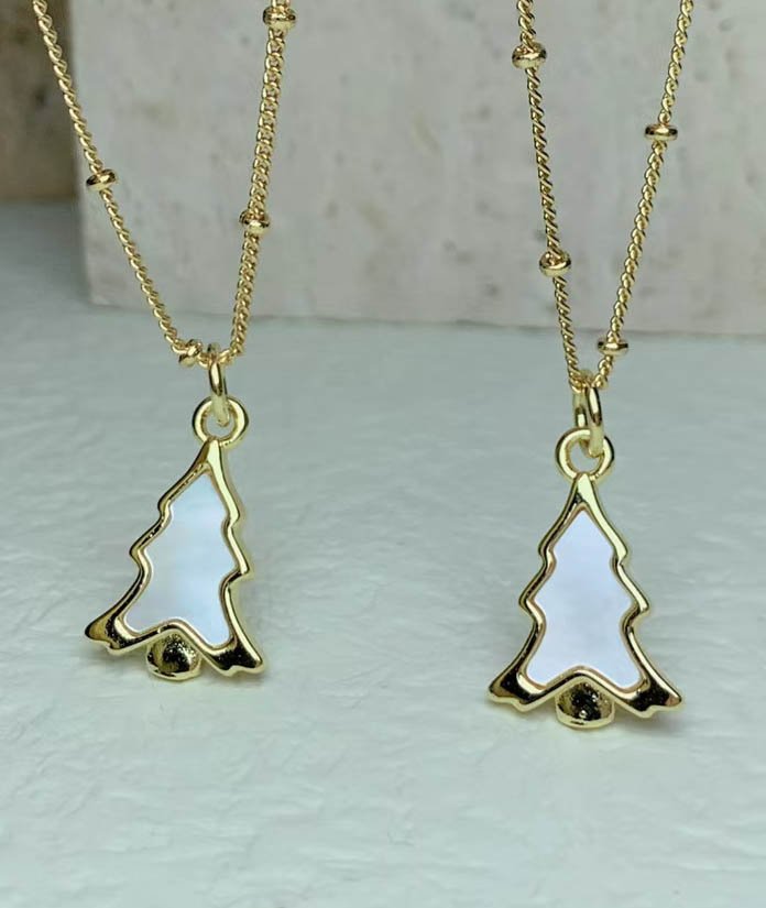 Christmas tree Roman Art Designer Natural Shell Evil Eye Necklace Pendant
