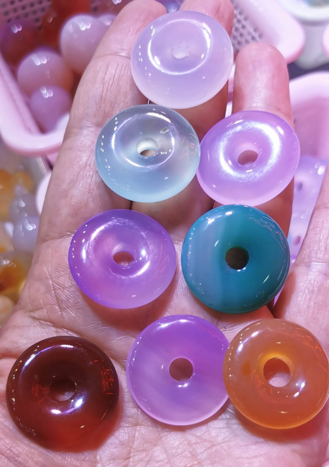4pcs Donut pendant,Carnelian chalcedony Agate pendant,gemstone bead Stone Healing 20-25mm