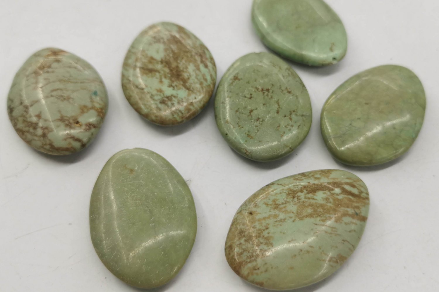 Half Drilled-- Large Yellow Green Matrix Turquoise Gemston Oval Egg Drop 25-40mm Eearrings pendant