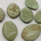 Half Drilled-- Large Yellow Green Matrix Turquoise Gemston Oval Egg Drop 25-40mm Eearrings pendant
