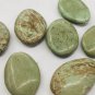 Half Drilled-- Large Yellow Green Matrix Turquoise Gemston Oval Egg Drop 25-40mm Eearrings pendant