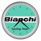BIANCHI PRO CYCLING TEAM SILVER WALL CLOCK NEW (FREE SHIPPING!!)