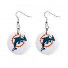 MIAMI DOLPHINS NFL BUTTON EARRINGS (WORLDWIDE FREE SHIPPING!!)