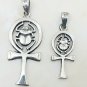 Egyptian Handmade Sterling Silver  925 Pendant Key of Life With Scarab