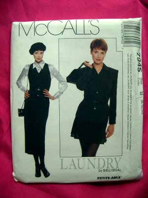 McCall's # 7945 Misses Pattern Lined Jacket Skirt Jumper Blouse Size 8 10 12 Laundry Shelli Segal