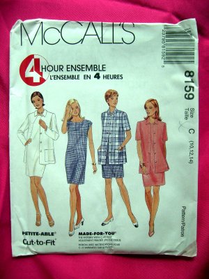McCall's # 8159 Misses Dress Unlined Jacket Pattern Size 10 12 14 ~ Circa 1996