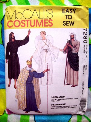 McCall's Sewing Pattern # 7280 Size Adult MEDIUM  ~ Holy Night Angel Shepherd King Costume