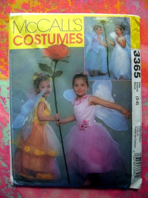 McCalls Pattern # 3365 UNCUT Girls Costume FAIRY PRINCESS Size 3-4  5-6  7-8