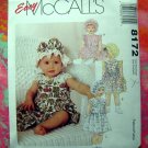Easy McCall's Pattern #8172 UNCUT  Infant or Toddler Dress Bloomers & Hat