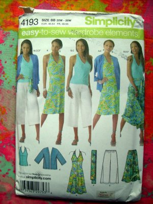 Simplicity Pattern # 4193 UNCUT Woman's Wardrobe Elements Size 20 22 24 26 28