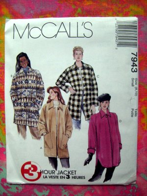 McCalls Pattern #7943 Misses COAT Size 8 10 UNCUT 1995