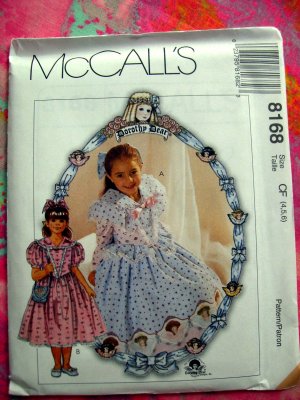 McCall's Pattern # 8168 UNCUT Size 4 5 6 Dress Hairbow Purse "Dorothy Dear"