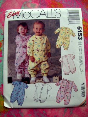 McCall's Pattern # 5153 UNCUT Jumpsuits & Romper Size Newborn - Large