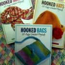 LOT 3 Crochet Project Book Hooked Scarves / Hats / Bags Pattern Instruction Book by Margaret Hubert