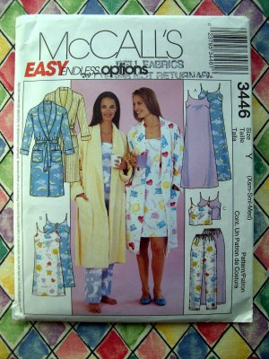 McCall's Pattern # 3446 Nightgown, Robe & Pajamas UNCUT Size XS Small & Medium