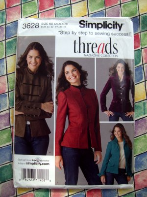 Simplicity Pattern # 3628 UNCUT Misses Jacket Size 8 10 12 14 16 Threads Magazine
