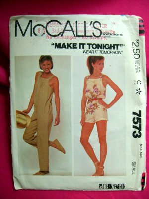 McCall's Pattern # 7573 1981 UNCUT Woman's Jumpsuit Size Small
