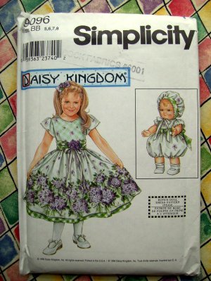 Simplicity Pattern # 9096 UNCUT Daisy Kingdom Dress for Girl & 183â�� Doll  Size 5 6 7 8