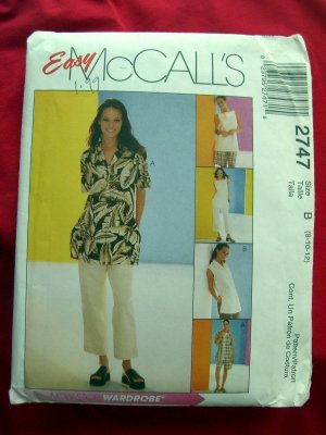McCalls Easy Pattern #2747 UNCUT Misses UNCUT Misses/Misses Petite Shirt, Top, Pants, Size 8 10 12