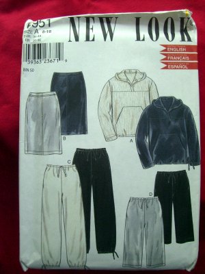 Simplicity NEW LOOK Pattern #6951  UNCUT Misses Casual Top Skirt Pants Hoodie Size 8 10 12 14 16 18