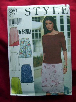 STYLE Pattern # 2981 UNCUT Misses Skirt 5 Designs Size 8 10 12 14 16 18