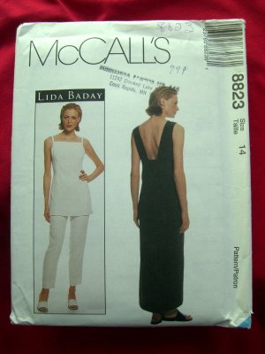 McCalls Pattern #8823 UNCUT Misses Unlined Dress, Lined Tunic and Lined Pants Size 14